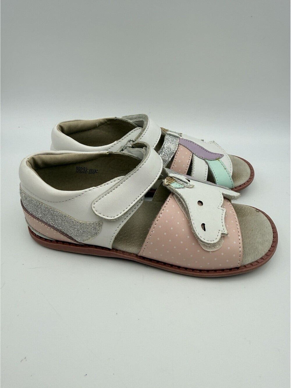 Livie & Luca Unicorn White Leather Mary Jane Shoes Hook & Loop Kids Girls Size 2